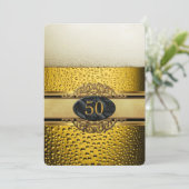 50e Mans Bier Black Gold  Birthday Party Kaart (Staand voorkant)