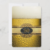 50e Mans Bier Black Gold  Birthday Party Kaart (Voorkant)