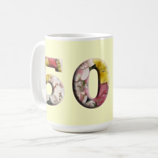 50e mijlpaal Floral Design  Mok (Voorkant links)