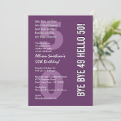 50e Modern Birthday Paars en White Dag 49 Kaart (Staand voorkant)