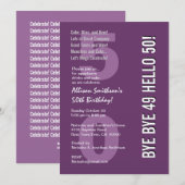 50e Modern Birthday Paars en White Dag 49 Kaart (Voorkant / Achterkant)