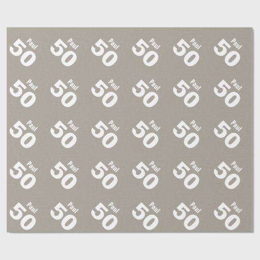 50e moderne Birthday-stijl Aangepaste naam kleur V Cadeaupapier (Vlak)