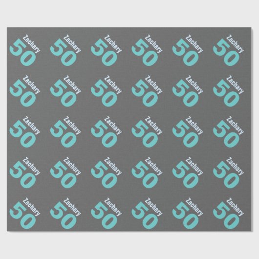 50e moderne Birthday-stijl Aangepaste naam V22 Cadeaupapier (Vlak)