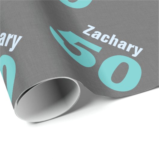 50e moderne Birthday-stijl Aangepaste naam V22 Cadeaupapier (Rol Hoek)