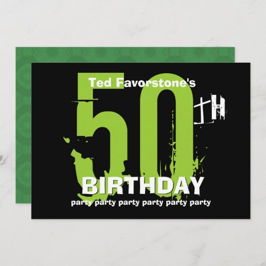 50e moderne feestdag Groene en Zwarte W1507 Kaart (Voorkant / Achterkant)