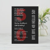 50e moderne zwarte zilverrood kaart (Staand voorkant)