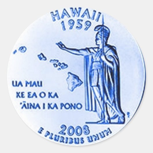 50e munt van Hawaii Ronde Sticker (Voorkant)