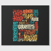 50e Muziek en Hiphop Graffiti Cassette  R Cadeaupapier (Vlak)