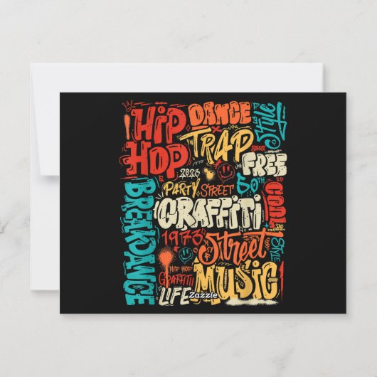 50e Muziek en Hiphop Graffiti Cassette R Feestdagenkaart (Achterkant)