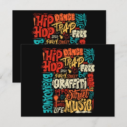 50e Muziek en Hiphop Graffiti Cassette  R Feestdagenkaart (Voorkant / Achterkant)