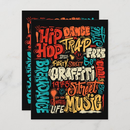 50e Muziek en Hiphop Graffiti Cassette  R Informatiekaartje (Voorkant / Achterkant)