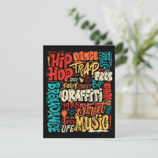 50e Muziek en Hiphop Graffiti Cassette  R Informatiekaartje (Staand voorkant)
