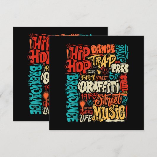 50e Muziek en Hiphop Graffiti Cassette  R Kaart (Voorkant / Achterkant)