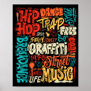 50e Muziek en Hiphop Graffiti Cassette R Poster