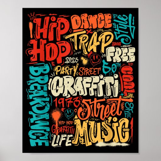 50e Muziek en Hiphop Graffiti Cassette  R Poster (Voorkant)