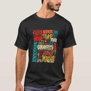 50e Muziek en Hiphop Graffiti Cassette  R T-shirt