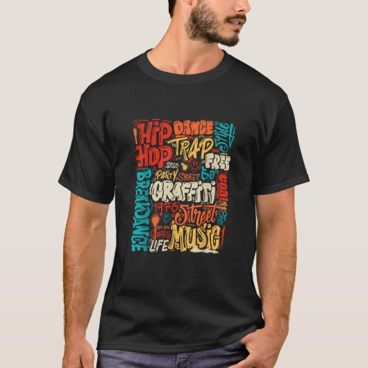 50e Muziek en Hiphop Graffiti Cassette  R T-shirt (Voorkant)