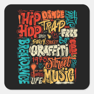 50e Muziek en Hiphop Graffiti Cassette  R Vierkante Sticker
