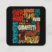 50e Muziek en Hiphop Graffiti Cassette  R Vierkante Visitekaartje (Voorkant)