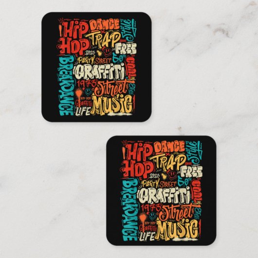 50e Muziek en Hiphop Graffiti Cassette  R Vierkante Visitekaartje (Voorkant / Achterkant)