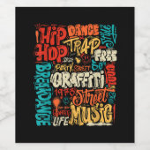 50e Muziek en Hiphop Graffiti Cassette  R Wijn Etiket (Enkel label)