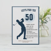 50e Navy Man Golfer Verjaardag Kaart (Staand voorkant)