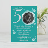 50e Ocean Blauwgroen Bubbles Verjaardagsfeest Uitn Kaart (Staand voorkant)