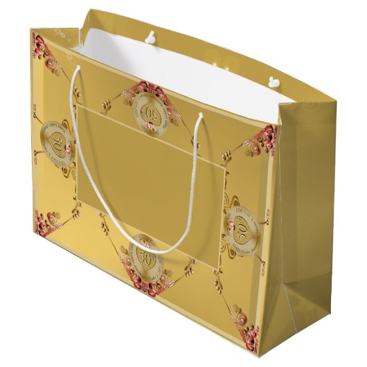 50e of 1e bruiloft Jubileum Gift Bag Groot Cadeauzakje (Achterkant Gekanteld)