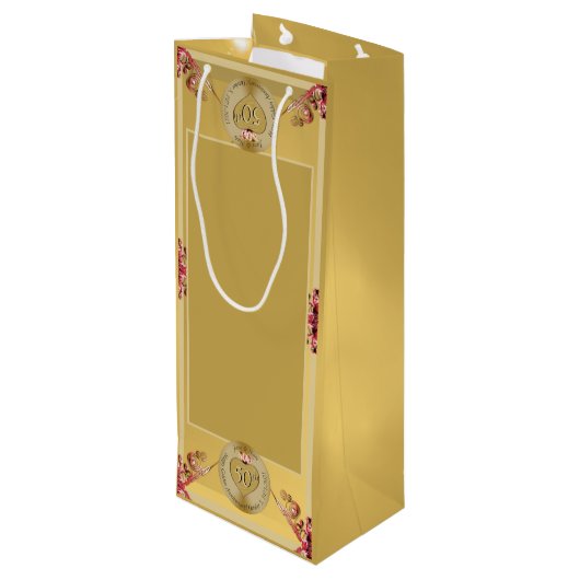 50e of 1e bruiloft Jubileum Gift Bag Wijn Cadeautas (Achterkant Gekanteld)