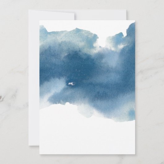 50e of andere Verjaardag Blauwe Waterverf met Flor Kaart (Achterkant)