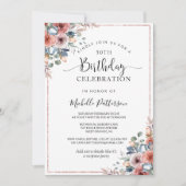 50e (of andere) verjaardag Roze Goud, Blush Floral Kaart (Voorkant)