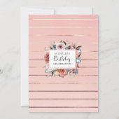 50e (of andere) verjaardag Roze Goud, Blush Floral Kaart (Achterkant)
