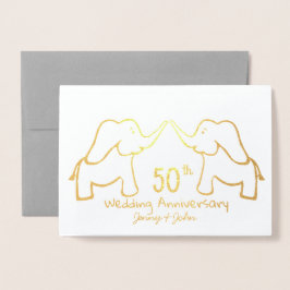 50e of een Golden Wedding Jubileum olifant Folie Kaarten