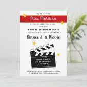 50e of een verjaardagsverrassingsdiner en filmfees kaart (Staand voorkant)