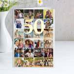 50e of enige leeftijd 24 Foto Collage Gold Folie Wenskaart<br><div class="desc">Foto collage verjaardagskaart met luxe goudfolie naar keuze. Het fotomalplaatje is opstelling voor u om 24 van uw favoriete foto's toe te voegen die in een vierkant formaat van het instagramnet worden getoond. U kunt de leeftijd ook uitgeven en de verjaardagsgroet binnen de kaart personaliseren. Als u om het even...</div>