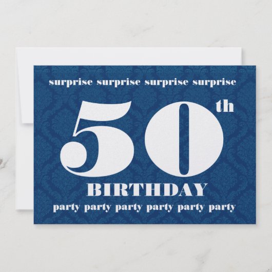 50e OPLEIDING van de Birthday Party - Navy Blue Kaart (Voorkant)