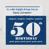50e OPLEIDING van de Birthday Party - Navy Blue Kaart (Voorkant / Achterkant)