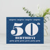 50e OPLEIDING van de Birthday Party - Navy Blue Kaart (Staand voorkant)
