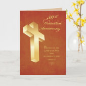 50e Ordinatie Jubileum Gold Cross Kaart (Gele Bloem)