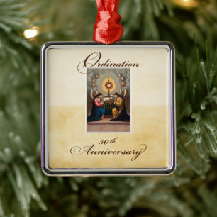 50e Ordination Jubileum Angels at Altar Metalen Ornament