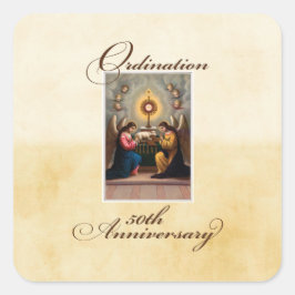 50e Ordination Jubileum Angels at Altar Vierkante Sticker