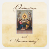 50e Ordination Jubileum Angels at Altar Vierkante Sticker (Voorkant)