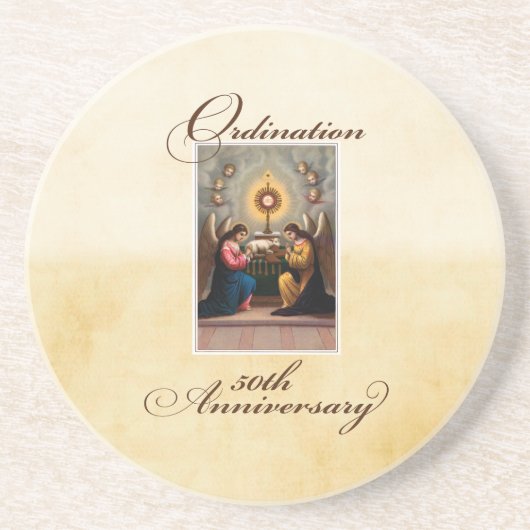 50e Ordination Jubileum Angels at Altar Zandsteen Onderzetter (Voorkant)