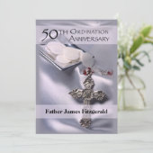 50e Ordination Jubileum Invitation Cross Host Kaart (Staand voorkant)