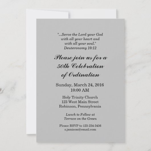 50e Ordination Jubileum Invitation Cross Host Kaart (Achterkant)