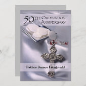 50e Ordination Jubileum Invitation Cross Host Kaart (Voorkant / Achterkant)