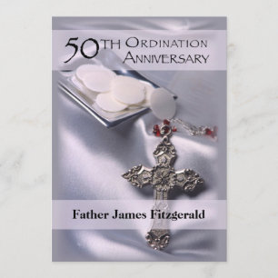 50e Ordination Jubileum Invitation Cross Host Kaart