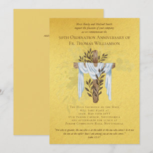 50e Ordination Jubileum Invitation Golden