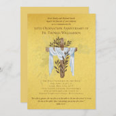 50e Ordination Jubileum Invitation Golden Kaart (Voorkant / Achterkant)