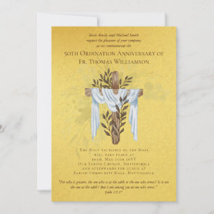 50e Ordination Jubileum Invitation Golden Kaart